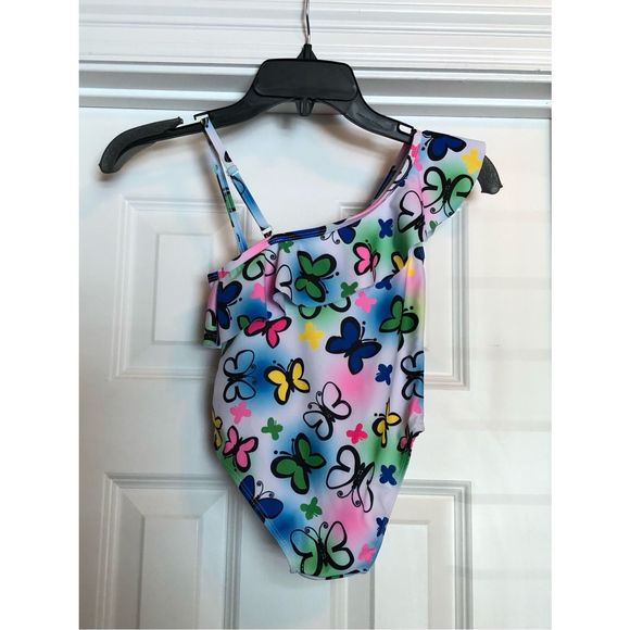 BEAUTY U - Girls Sz 5 - 6 Off-the-Shoulder Butterfly Swimsuit - Picture 2 of 10
